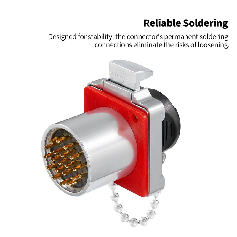 CNLINKO BD-24 19 PIN Industrial Waterproof Connectors, IP68 Circular Connector, Hard Metal Anti-Interference Shell, Quick Plug Aviation Connector, M24 Panel Mount Flange Socket (19 Pin) - Image 3